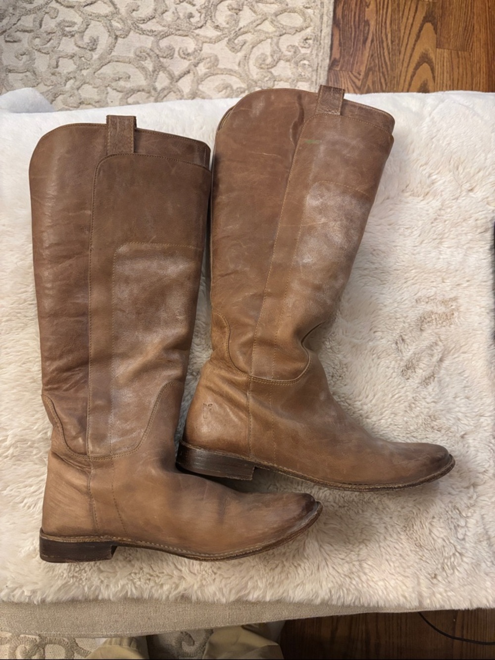 Frye Tall Leather Riding Boots - Tan Brown